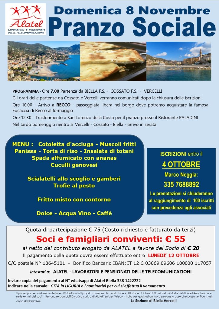 SEZIONE DI BIELLA-VERCELLI - PRANZO SOCIALE A RECCO